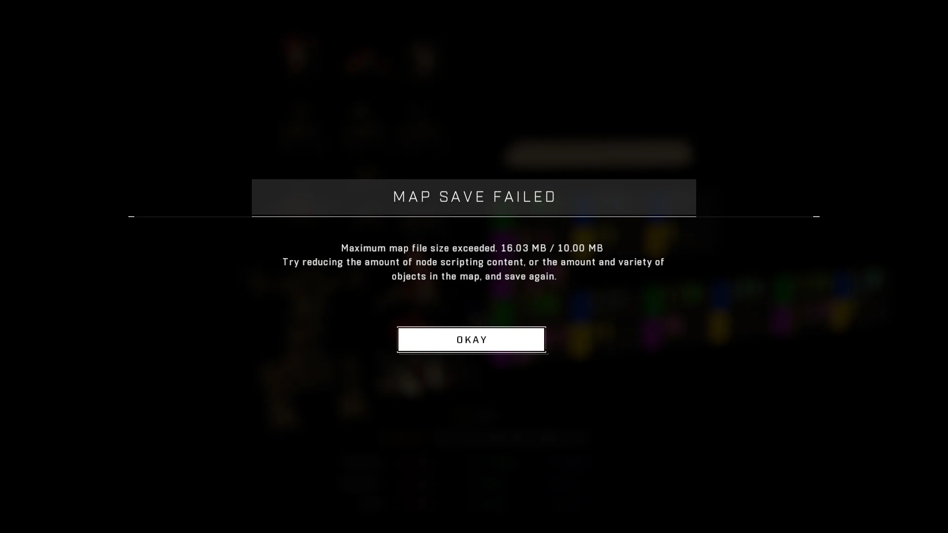 Map save failed error message